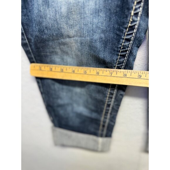 Amethyst Series 31 Stretch Medium Dark Wash Cuffed Capris Size 11 - Picture 6 of 11